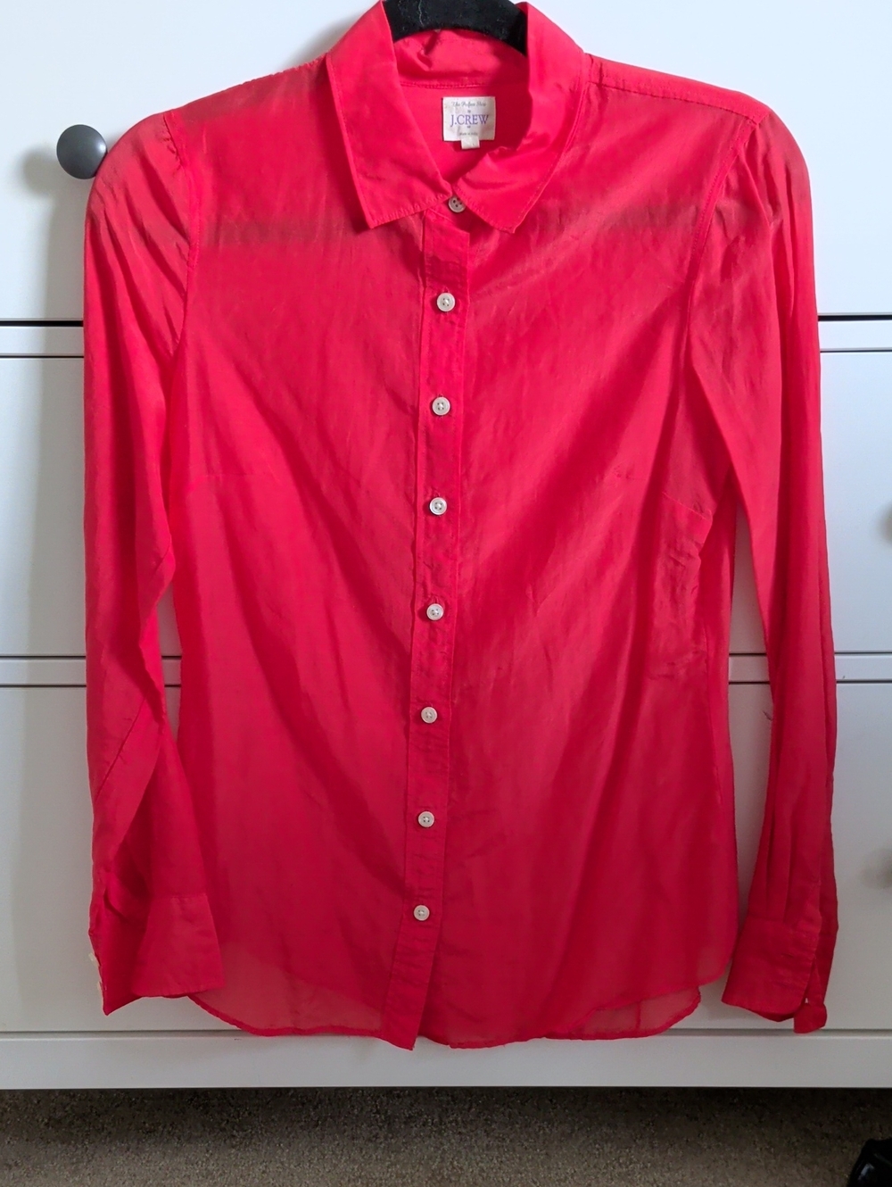 J. Crew Women's Red Button-Down Long-Sleeve Shirt
